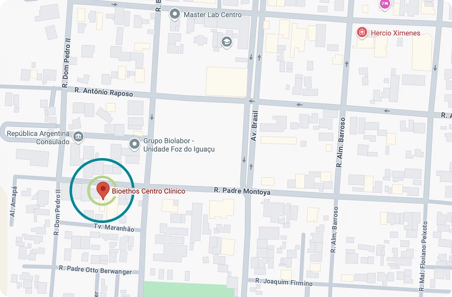 Localização do Bioethos Centro Clínico no Google Maps - R. Padre Montoya, 300, Centro, Foz do Iguaçu